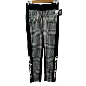 Champion Women's Slim Track Sweatpants Joggers‎ in Black/Exploded Houndstooth XS
